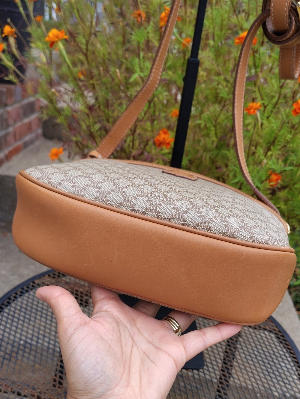 Vintage Celine Macadam Leather Coated Canvas Crossbody Bag Classic Luxury 80s - Picture 3 of 16